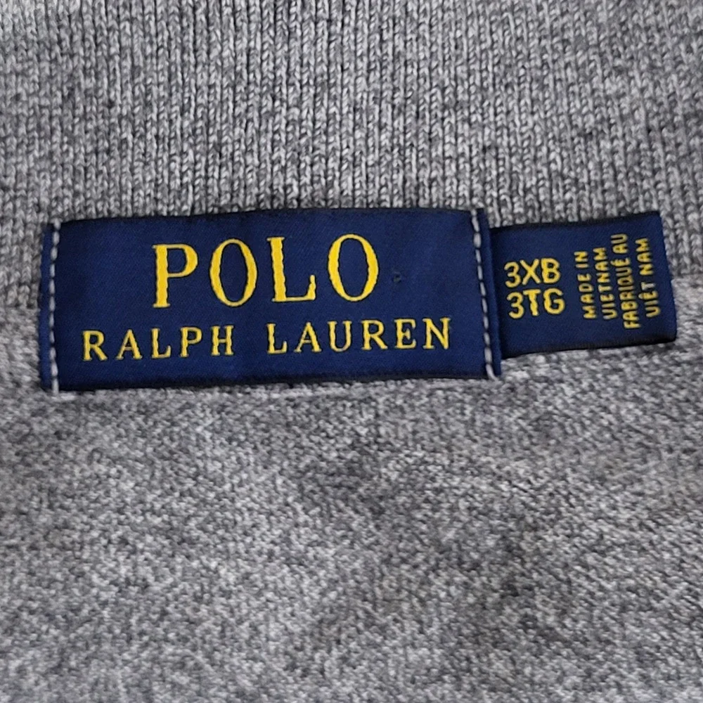Polo Ralph Lauren Shirt Long Sleeve Polo Mens 3XB Grey Big & Tall Pique Pony